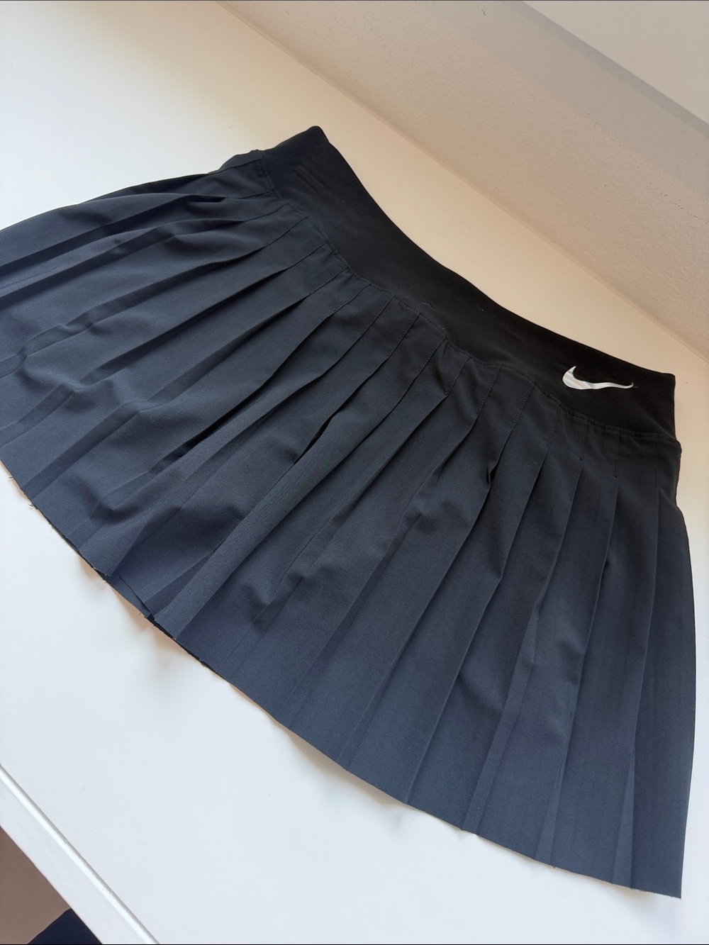 Nike Black Pleated Athletic Skirt with White Swoosh
